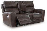 Crossplex - Power Reclining Loveseat / Console / Adjustable Headrest - Smoke