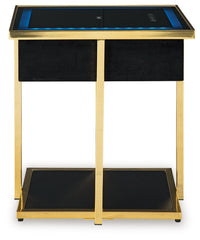 Rexwell - Accent Table With Speaker - Black / Gold Finish