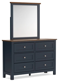 Landocken - Dresser and Mirror - Brown / Blue