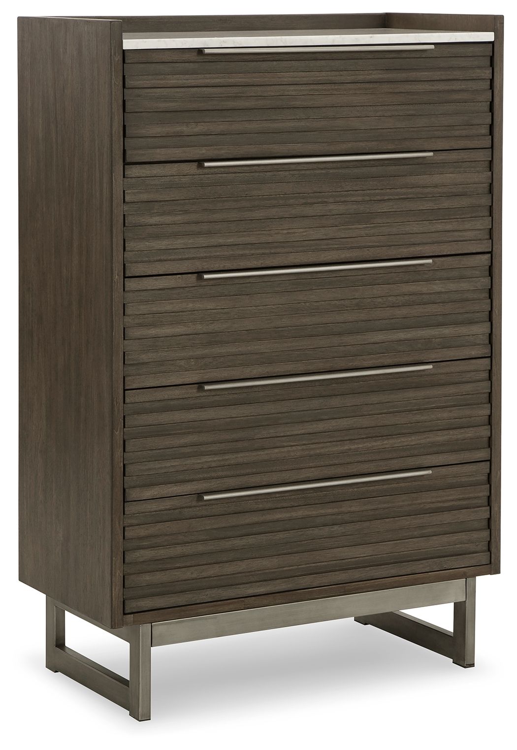 Arkenton - Five Drawer Chest - Grayish Brown / White