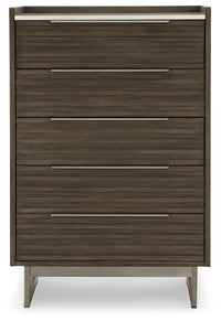 Arkenton - Five Drawer Chest - Grayish Brown / White