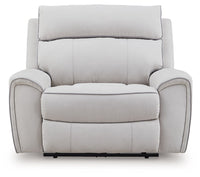 Social Pointe - Power Recliner / Adjustable Headrest - Pearl / Ash