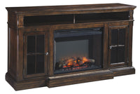 Roddinton - XL TV Stand w/Fireplace Option - Dark Brown