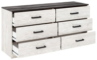 Shawburn - Six Drawer Dresser - Pewter-tone pulls - White / Black / Gray
