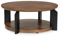Kraeburn - Round Cocktail Table - Brown / Black