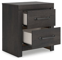 Hollivern - Two Drawer Night Stand - Dark Gray
