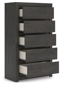 Fraluna - Five Drawer Chest - Charcoal