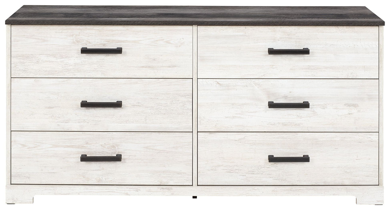 Shawburn - Six Drawer Dresser - Pewter-tone pulls - White / Black / Gray