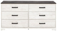 Shawburn - Six Drawer Dresser - Pewter-tone pulls - White / Black / Gray