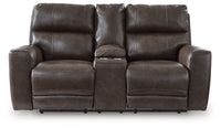 Crossplex - Power Reclining Loveseat / Console / Adjustable Headrest - Smoke