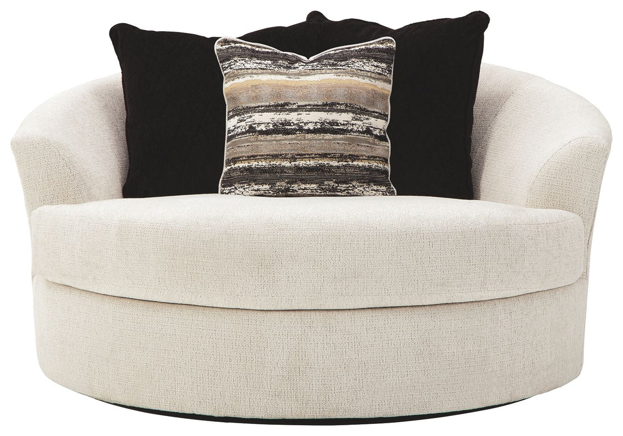 Cambri - Oversized Round Swivel Chair - Snow
