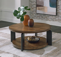 Kraeburn - Round Cocktail Table - Brown / Black