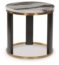 Jazmore - Round End Table - Brown / Brass Finish