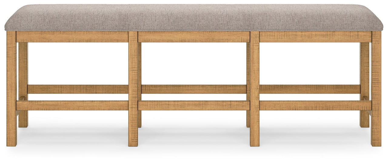 Havonplane - XL Counter Height Upholstered Dining Bench - Brown