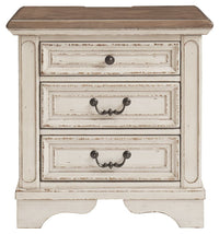 Realyn - Three Drawer Night Stand - White / Brown / Beige