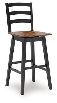 Wildenauer - Tall Swivel Barstool (Set of 2) - Brown / Black