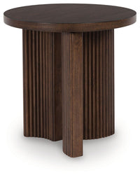 Korestone - Round End Table - Dark Brown