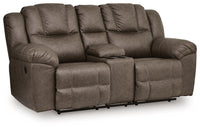 Lowilla - Double Reclining Loveseat With Console - Driftwood