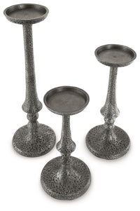 Eravell - Candle Holder Set (Set of 3) - Pewter Finish
