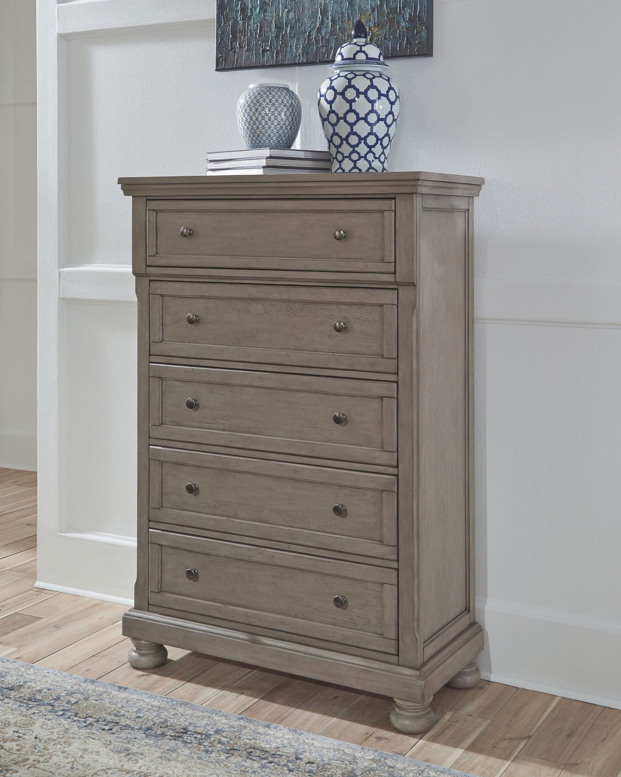 Lettner - Five Drawer Chest - 2-handles - Light Gray