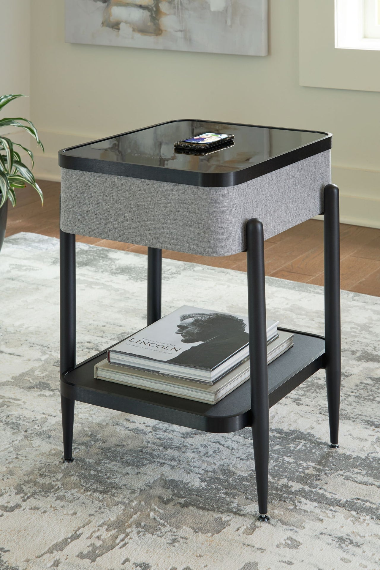 Jorvalee - Accent Table with Speaker - Gray / Black