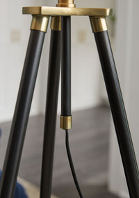 Cashner - Metal Floor Lamp - Black / Gold Finish