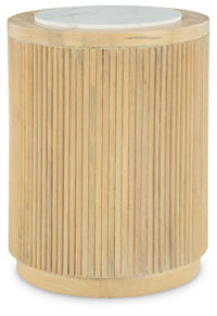 Camdill - Round End Table - Light Brown / White