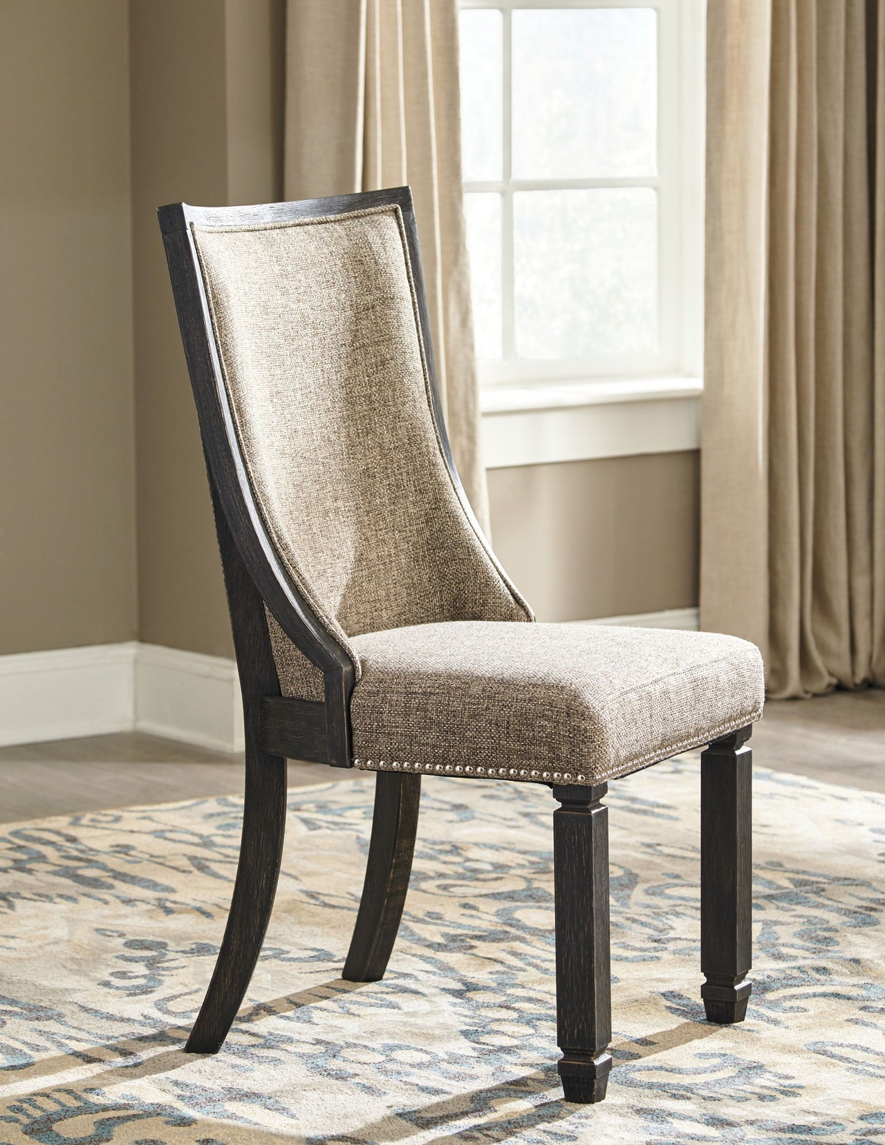 Tyler Creek - Dining UPH Side Chair (Set of 2) - Framed Back - Black / Grayish Brown