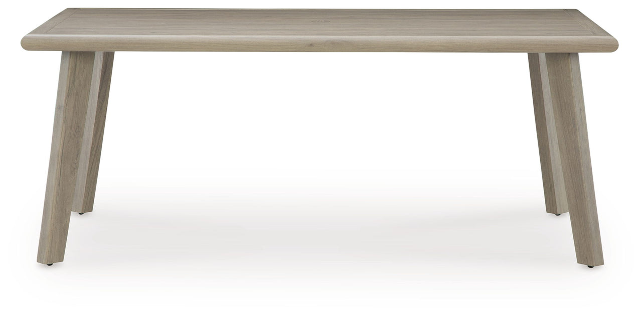 Cliff Trails - Rectangle Dining Table With Umbrella Option - Beige