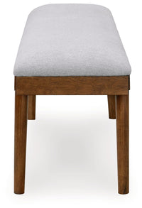 Lyncott - Large Upholstered Dining Room Bench - Gray / Brown