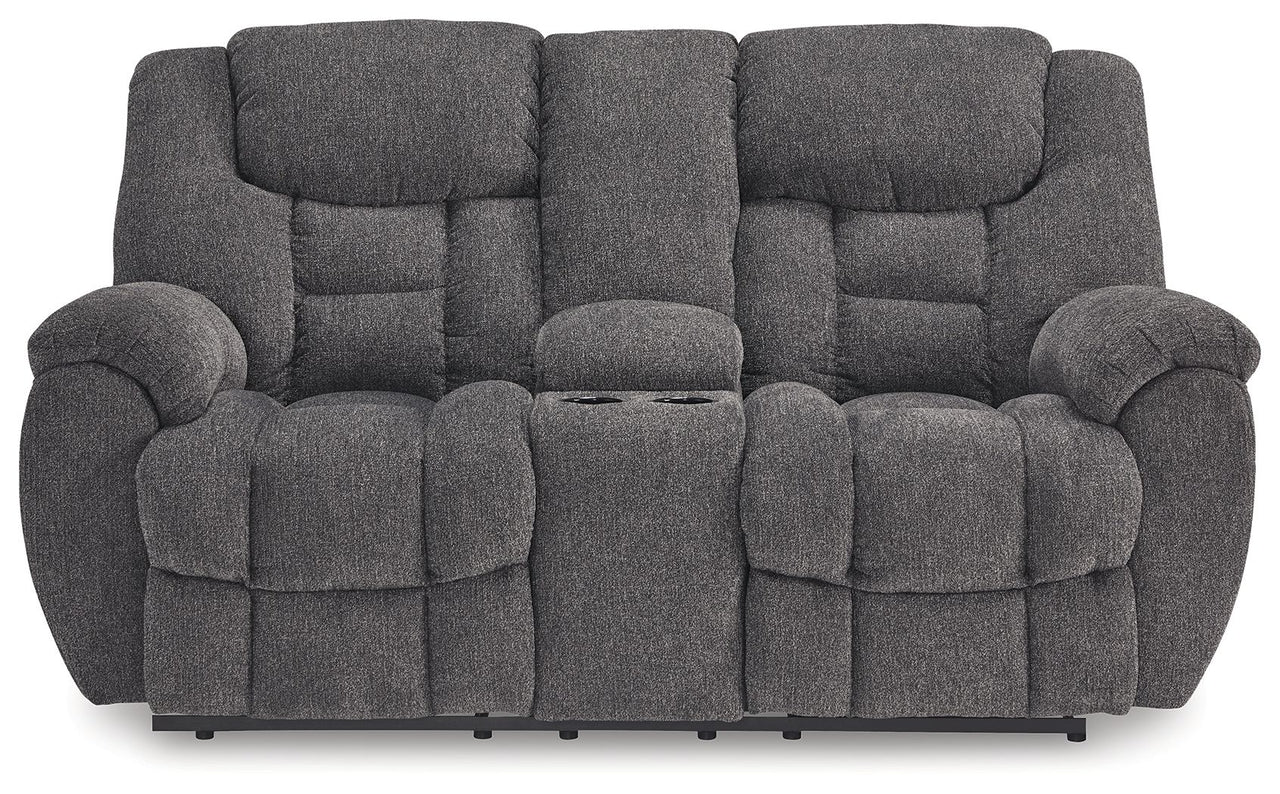 Foreside - Dbl Reclining Loveseat with Console - Charcoal