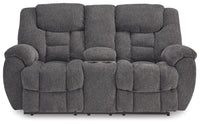 Foreside - Dbl Reclining Loveseat with Console - Charcoal