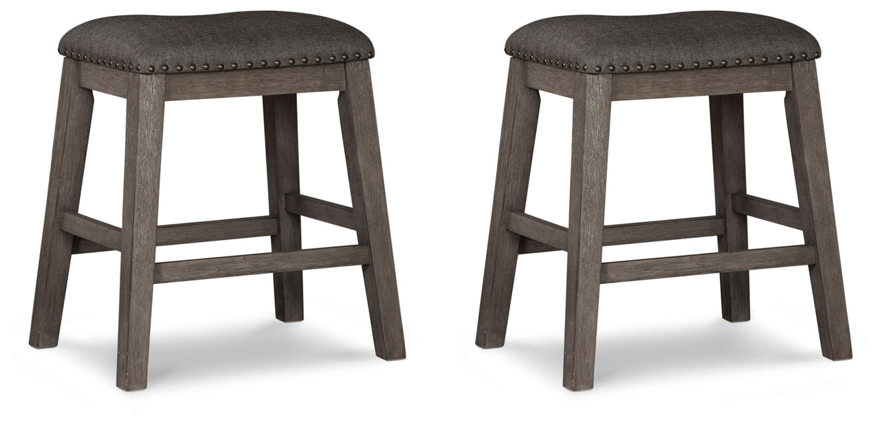 Caitbrook - Upholstered Stool (Set of 2) - Gray