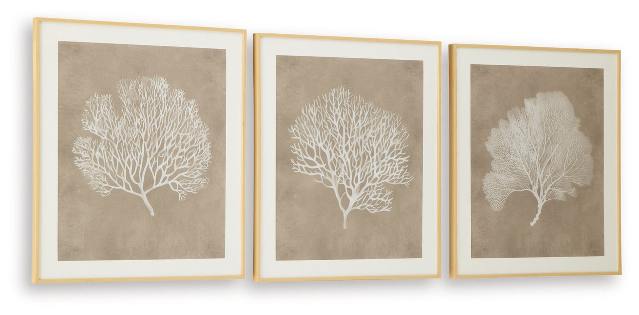 Hendridge - Wall Art Set (Set of 3) - Taupe / White