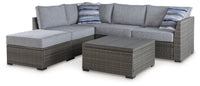 Petal Road - Loveseat Sectional, Ottoman, Table Set (Set of 4) - Gray