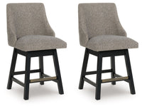 Neymorton - Upholstered Swivel Barstool (Set of 2) - Dark Grayish Brown