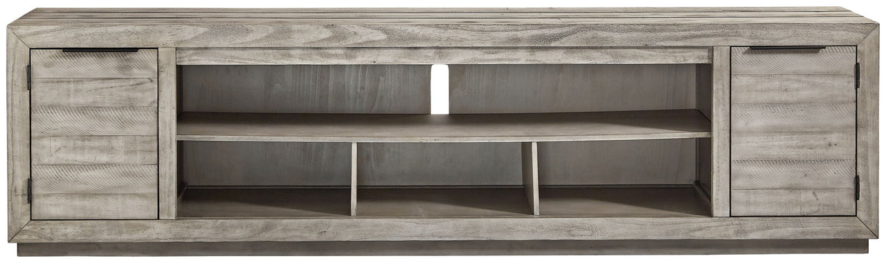 Naydell - XL TV Stand w/Fireplace Option - Gray