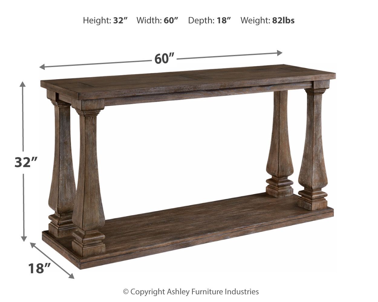 Johnelle - Sofa Table - Gray