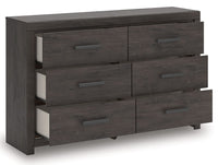 Prendonea - Six Drawer Dresser - Charcoal