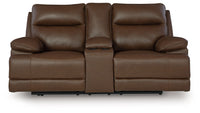 Vonryan - Power Reclining Loveseat With Console / Adj Headrest - Tobacco