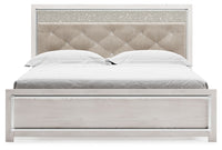 Altyra - King Panel Bed With Upholstered Headboard - White
