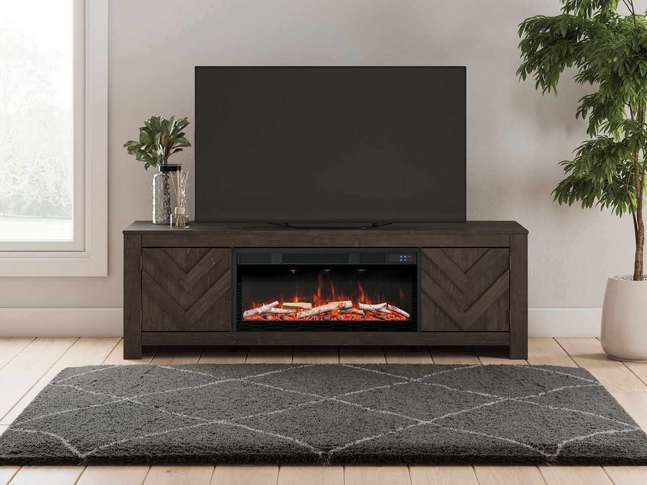 Cayboni - LG TV Stand With Fireplace Option