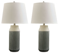 Afener - Ceramic Table Lamp (Set of 2) - Blue / Beige