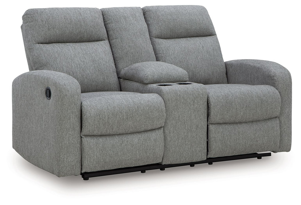 Gauntlet - Double Recline Loveseat With Console - Sterling