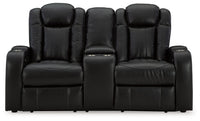 Caveman Den - Power Reclining Loveseat with Console/ Adj Hdrst - Midnight