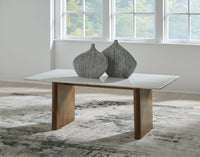 Isanti - Rectangular Cocktail Table - Light Brown / White