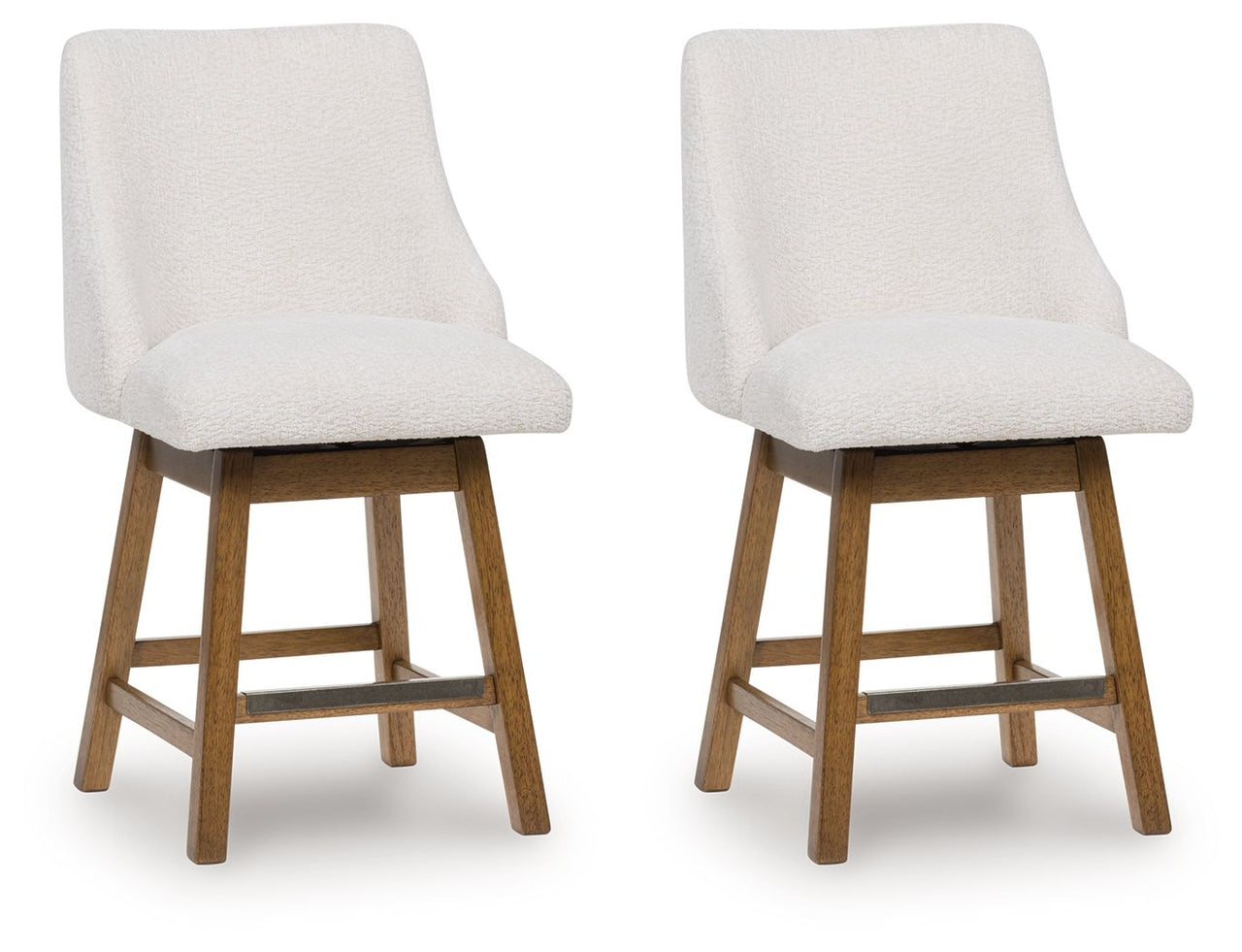 Cabalynn - Upholstered Swivel Barstool (Set of 2) - Oatmeal / Light Brown