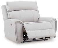 Social Pointe - Power Recliner / Adjustable Headrest - Pearl / Ash
