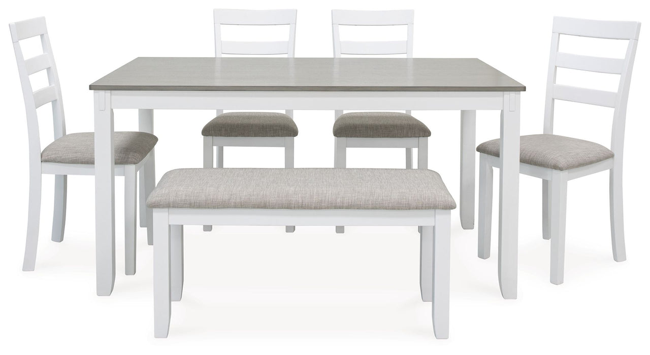 Stonehollow - Rectangular Drm Table Set (Set of 6) - White / Gray