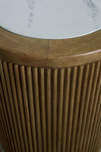 Camdill - Round End Table - Light Brown / White